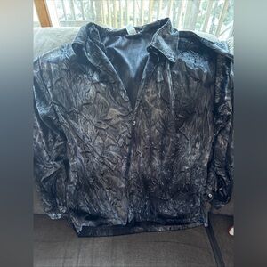 Vintage 90s YMLA Men Shirt Velvet L  Print Button Up Short Sleeve Usa